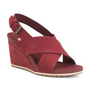 Timberland Capri Sunset X-Band Wedge Sandals Burgundy Nubuck Women’s 8